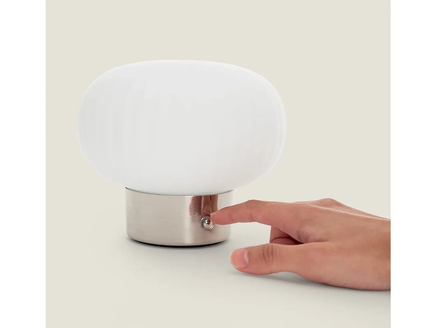 Ledkia Lámpara de Mesa LED Metal Portátil Exterior con Batería USB Recargable Aluzna Níquel Blanco Sale