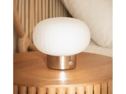 Ledkia Lámpara de Mesa LED Metal Portátil Exterior con Batería USB Recargable Aluzna Níquel Blanco Sale