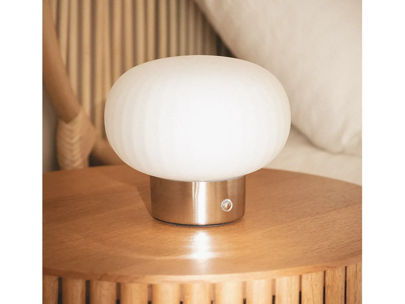 Ledkia Lámpara de Mesa LED Metal Portátil Exterior con Batería USB Recargable Aluzna Níquel Blanco Sale