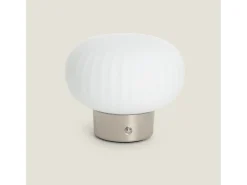 Ledkia Lámpara de Mesa LED Metal Portátil Exterior con Batería USB Recargable Aluzna Níquel Blanco Sale