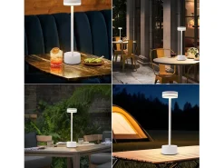 Sale NETTLIFE Lámpara de mesa LED , a pilas, inalámbrica, regulable, recargable por USB-C, control táctil, para dormitorio y comedor (blanca, paquete de 2) Blanco