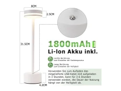 Sale NETTLIFE Lámpara de mesa LED , a pilas, inalámbrica, regulable, recargable por USB-C, control táctil, para dormitorio y comedor (blanca, paquete de 2) Blanco