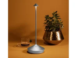 Online Lámpara de mesa LED Pina Pro, color plata, recargable, regulable, inalámbrica, color azafrán (2200-2700-3000 K) Gris