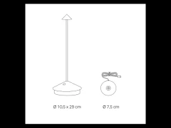 Lámpara de mesa LED Pina Pro Gold recargable y regulable - 2,2 W, 2200-2700-3000 K, IP54 Dorado Outlet
