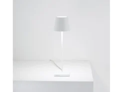 Outlet Lámpara de mesa LED Poldina blanca regulable con cable de 230 V, 11 x 38 cm - Diseño moderno en aluminio Blanco