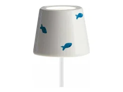 Lámpara de mesa LED Poldina Lido pez recargable y regulable con batería de hasta 12 horas. Para uso exterior IP65 Azul Clearance