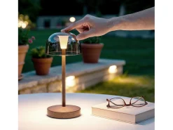 Outlet Ledkia Lámpara de Mesa LED Portátil para Exterior Metal con Batería Recargable Lendora Smoke Marrón Marru00f3n