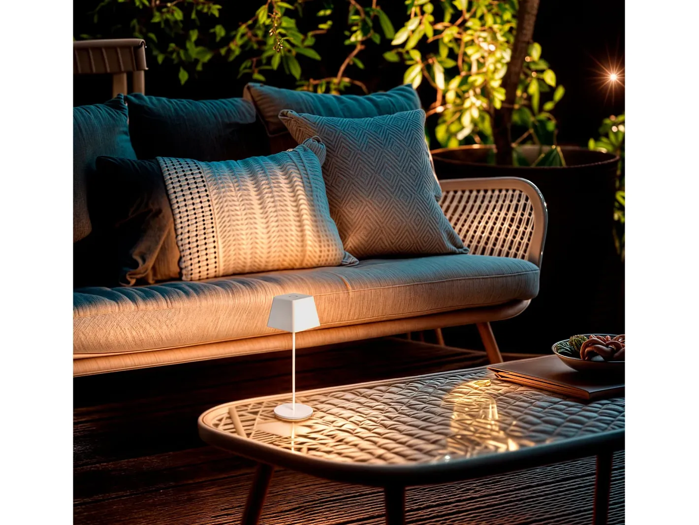 Sale Ledkia Lámpara de Mesa LED Portátil para Exterior Aluminio con Batería Recargable Willy Blanco