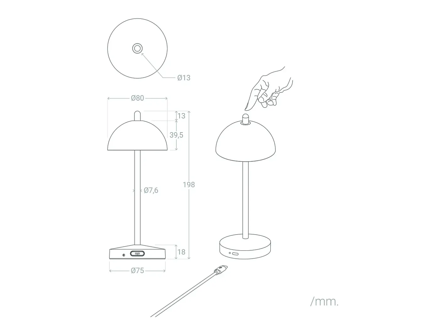 Ledkia Lámpara de Mesa LED Portátil para Exterior Metal con Batería Recargable Pirinoa Negro Clearance