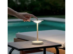 Ledkia Lámpara de Mesa LED Portátil para Exterior Metal con Batería Recargable Estepona Beige Outlet