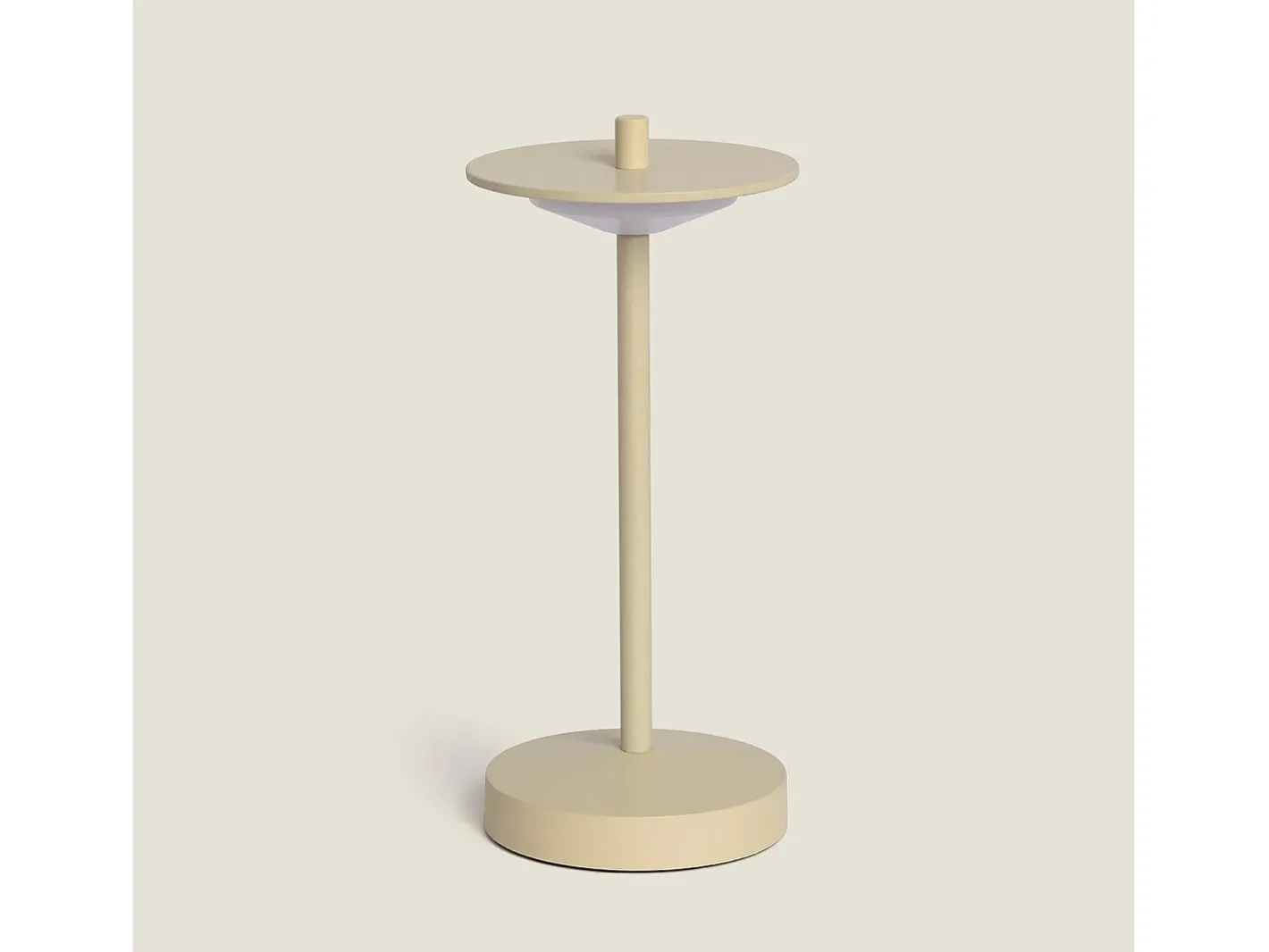 Ledkia Lámpara de Mesa LED Portátil para Exterior Metal con Batería Recargable Estepona Beige Outlet