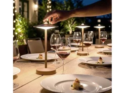 Ledkia Lámpara de Mesa LED Portátil para Exterior Metal con Batería Recargable Milevani Marrón Marru00f3n Sale