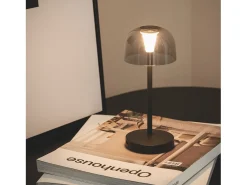 Discount Ledkia Lámpara de Mesa LED Portátil para Exterior Metal con Batería Recargable Lendora Smoke Negro