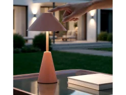Ledkia Lámpara de Mesa LED Portátil para Exterior Metal con Batería Recargable Chamle Marrón Marru00f3n