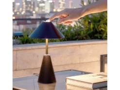 Ledkia Lámpara de Mesa LED Portátil para Exterior Metal con Batería Recargable Chamle Negro New