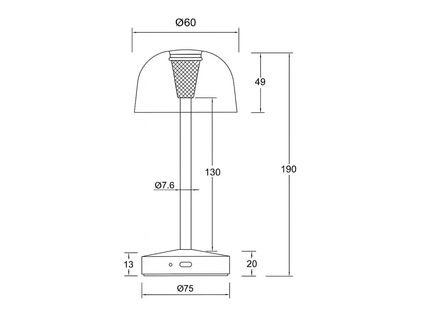 Ledkia Lámpara de Mesa LED Portátil para Exterior Metal con Batería Recargable Lendora Smoke Gris