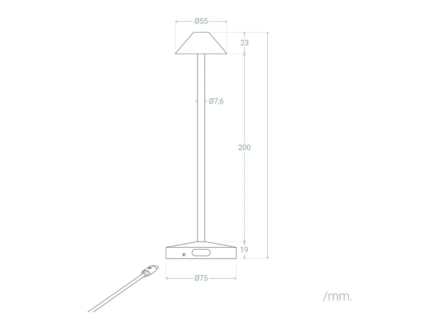 Ledkia Lámpara De Mesa-Lámpara de Mesa LED Portátil para Exterior Metal con Batería Recargable Magatzi Negro