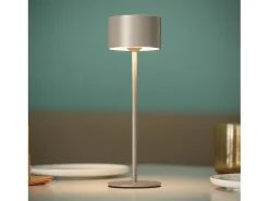 Ledkia Lámpara de Mesa LED Portátil Exterior con Batería USB Recargable Mounka Round Topo Gris Best