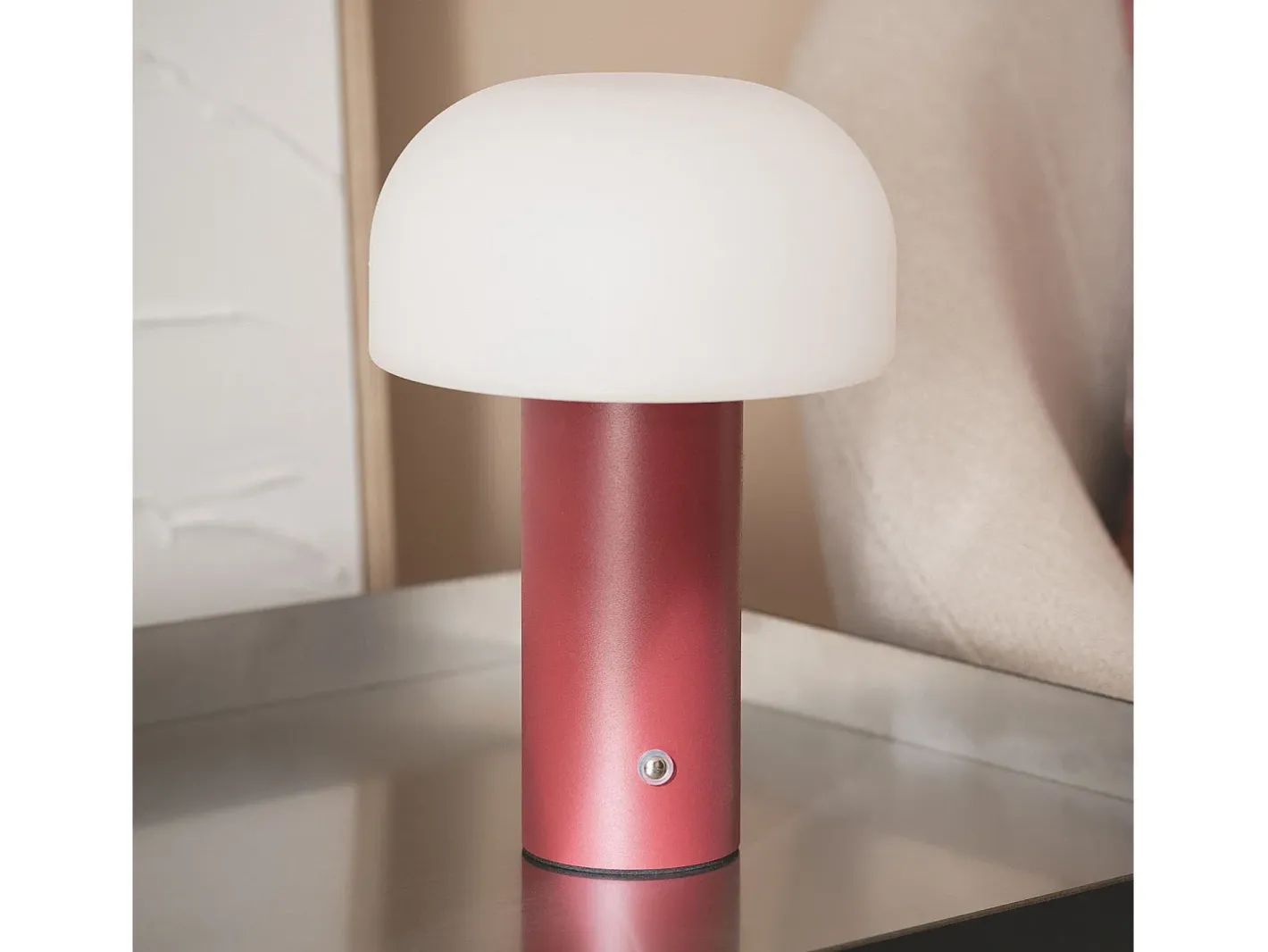 Ledkia Lámpara De Mesa-Lámpara de Mesa LED Portátil con Batería USB Recargable Leta Burdeos Blanco