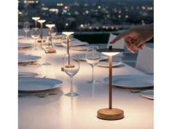Ledkia Lámpara De Mesa-Lámpara de Mesa LED Portátil para Exterior Metal con Batería Recargable Estepona Marrón Marru00f3n