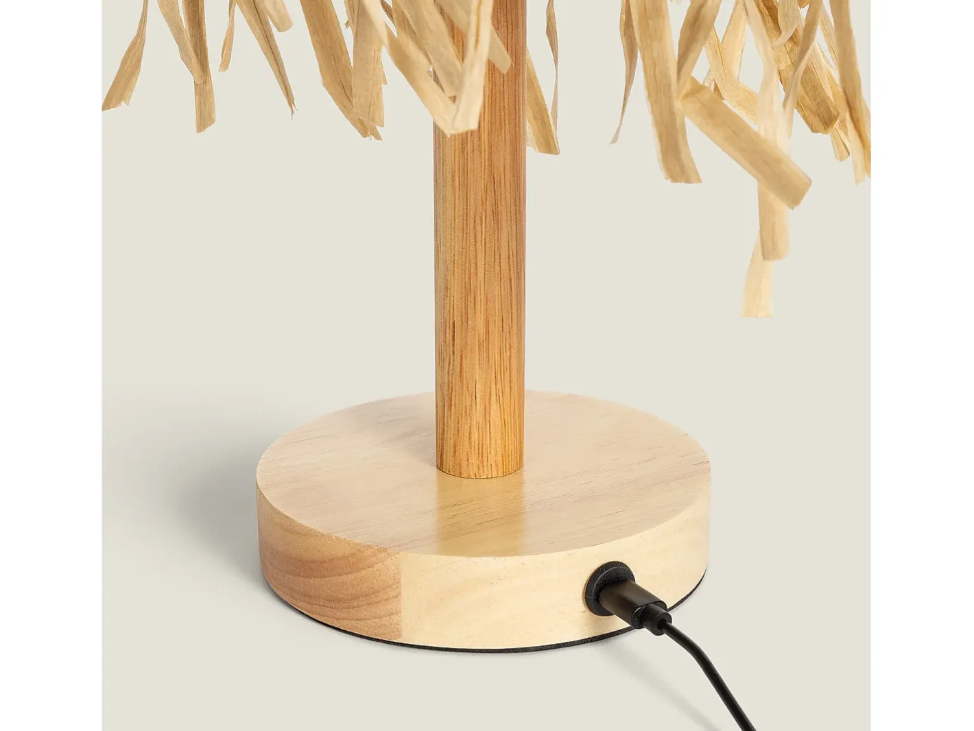 Ledkia Lámpara De Mesa-Lámpara de Mesa LED Portátil Madera con Batería USB Recargable Soure Natural Beige