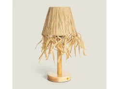 Ledkia Lámpara De Mesa-Lámpara de Mesa LED Portátil Madera con Batería USB Recargable Soure Natural Beige