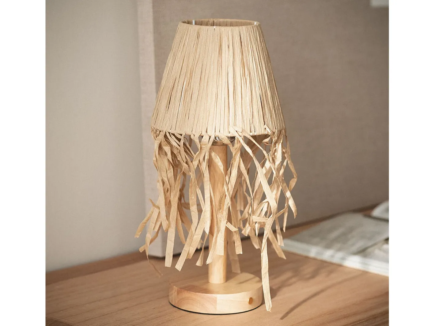 Ledkia Lámpara De Mesa-Lámpara de Mesa LED Portátil Madera con Batería USB Recargable Soure Natural Beige