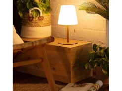 Outlet Ledkia Lámpara de Mesa LED Portátil para Exterior Aluminio con Batería Recargable Epinay Camel