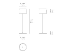 Lámpara de mesa LED recargable y regulable blanca Olivia Pro Blanco Online