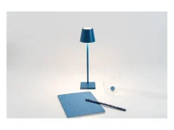Lámpara De Mesa-Lámpara de mesa LED recargable y regulable Poldina Pro Micro Blue Capri con batería de hasta 12 horas Azul