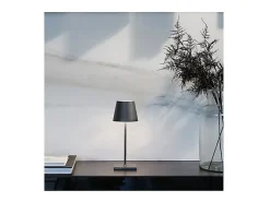 Discount Lámpara de mesa LED recargable y regulable Zafferano Poldina Pro Mini oscuro con duración de batería de hasta 12 horas Gris