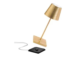 Lámpara De Mesa-Lámpara de mesa LED recargable y regulable Zafferano Poldina Pro Mini Gold Leaf con duración de batería de hasta 12 horas Amarillo
