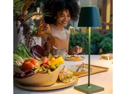 Outlet Lámpara de mesa LED Zafferano Poldina Pro Oscuro, recargable y regulable, con duración de batería de hasta 12 horas. Verde