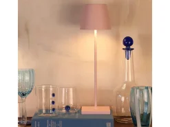 Lámpara De Mesa-Lámpara de mesa LED Zafferano Poldina Pro Pink recargable regulable hasta 12 h IP65 apta exterior Rosa