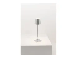 Lámpara De Mesa-Lámpara de mesa LED Zafferano Poldina Pro en cromo pulido, recargable y regulable con duración de batería de hasta 12 horas Gris