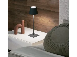 Lámpara De Mesa-Lámpara de mesa LED Zafferano Poldina Pro oscuro recargable regulable hasta 12 h IP65 apta exterior Gris