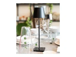 Lámpara de mesa LED Zafferano Poldina Pro Black, recargable y regulable, con una duración de batería de hasta 12 horas. Apta para exteriores, IP65. Negro Hot