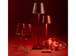 Lámpara de mesa LED Zafferano Poldina Pro Bordeaux, recargable y regulable, con una duración de batería de hasta 12 horas. Apta para exteriores, IP65. Violeta Sale