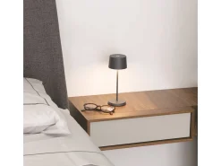 Lámpara De Mesa-Lámpara de mesa LED Zafferano OLIVIA PRO MICRO oscuro recargable y regulable Gris