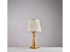Lámpara Suspendida-Lámpara de mesa Lucca de madera dorada antigua, 1 luz con pantalla dm.20 H.39 Ø20 BL271-LT-OR Dorado