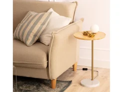 Ledkia Lámpara de Mesa Madera y Cristal Brandt / Dorado Blanco Sale