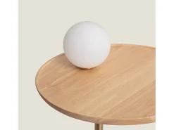 Ledkia Lámpara de Mesa Madera y Cristal Brandt / Dorado Blanco Sale