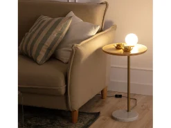 Ledkia Lámpara de Mesa Madera y Cristal Brandt / Dorado Blanco Sale