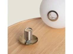 Ledkia Lámpara de Mesa Madera y Cristal Brandt / Dorado Blanco Sale