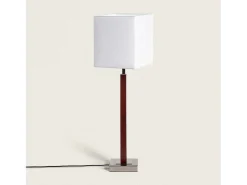 Ledkia Lámpara de Mesa Madera y Metal Lizza Blanco