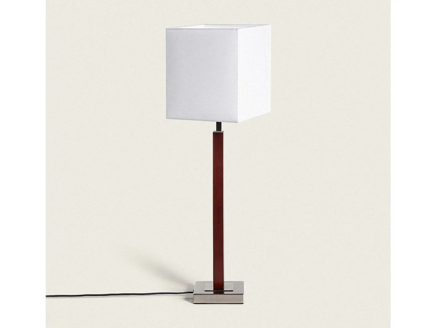 Ledkia Lámpara de Mesa Madera y Metal Lizza Blanco