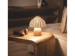 Best Ledkia Lámpara de Mesa Madera y Ratán Karava Natural Beige