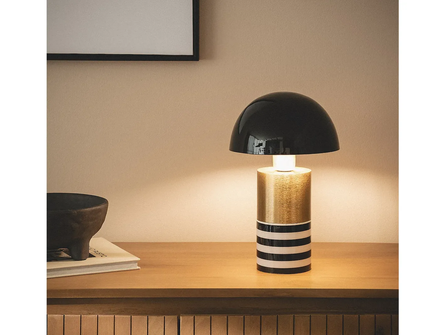Ledkia Lámpara De Mesa-Lámpara de Mesa Metal Tanev Darpan Negro