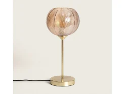 Ledkia Lámpara De Mesa-Lámpara de Mesa Metal y Cristal Klimt Ámbar Multicolor