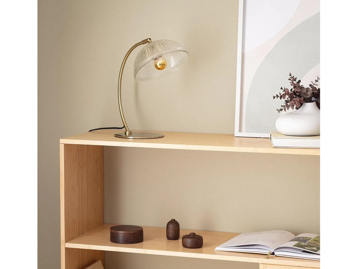 Ledkia Lámpara de Mesa Metal y Cristal Shila Dorado Outlet